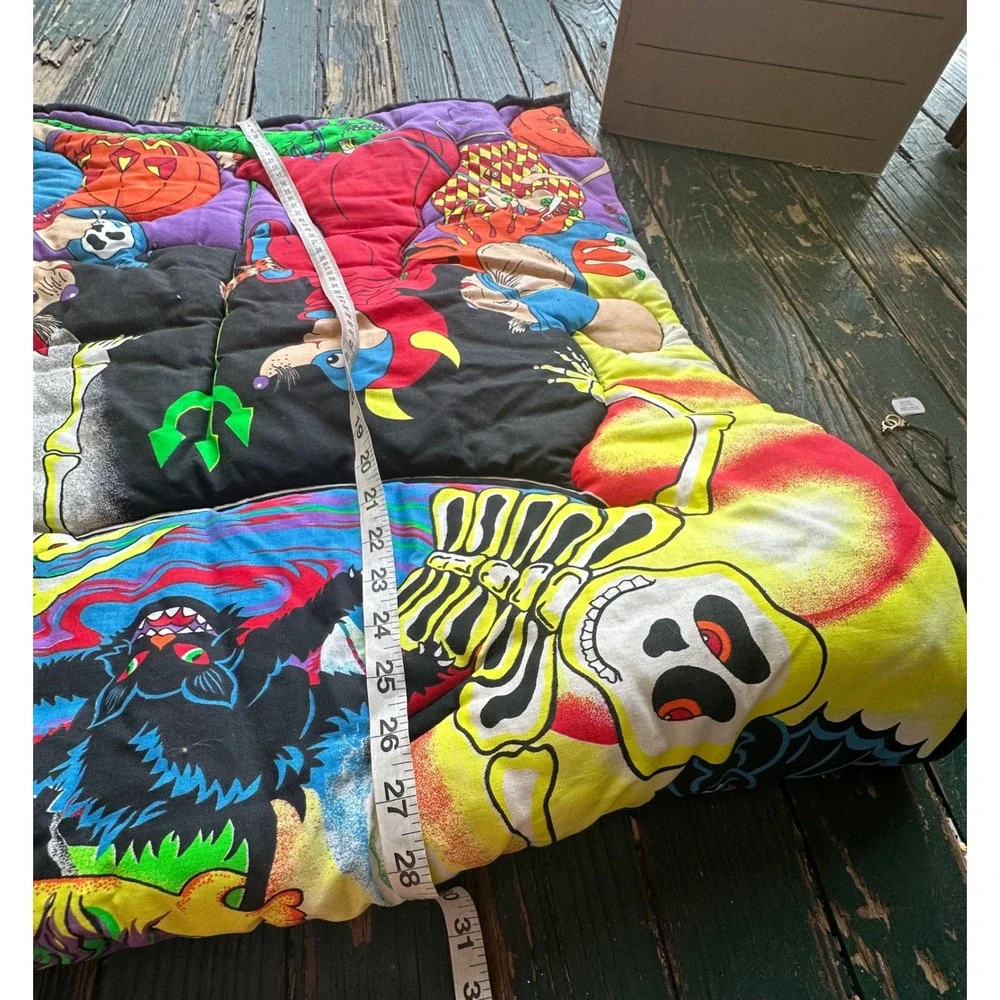 Vintage Halloween baby blanket Witch Skeleton Black Cat Pumpkin Retro Spooky